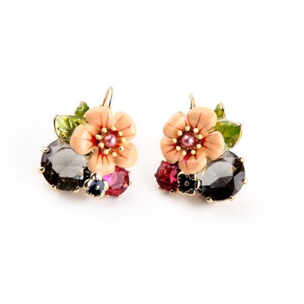 Les Nereides Escalante Discretion Flower And Stone Lever Back Earrings